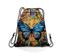 Drawstring Bag Stained Glass Butterfly Drawstring Sport Bag Camping 36x42cm | Sack Polyester Drawstring Backpack for Football Gym Man Woman