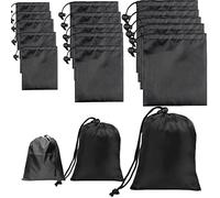 Drawstring Bag String Bag - 15Pcs 3Size Nylon Cinch Gym Drawstring Ditty Bag Stuff Sack Storage Pouch with Toggle for Travel, Shoes Bag (15, Black)