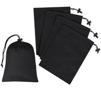 Drawstring Bag - UltraLight Nylon Cinch and Ditty Multi-Use Pouch For Gifts, Collectors, Personal Electronics (5 pack, Black, 6 x 8 inch)
