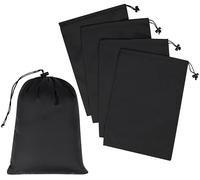 Drawstring Bag - UltraLight Nylon Cinch and Ditty Pouch For Travel, Office, Workout (5 pack, Black, 8 x 11 inch)