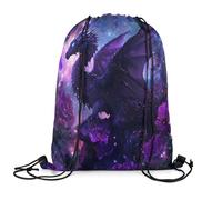 Drawstring Bags 3D Dragon Starry Wildlife Printed Flowers Safari Purple Black Animals Gym Bag Multicolor Gym Sack Lightweight Swimming Bag For School Shopping Travel 36X42CM