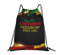 Drawstring Bags African American Freedom Black History June 19 Swimming Bag Resistant Drawstring Gym Bag Multicolor Gym Sack For Party Traveling Travel M