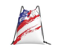 Drawstring Bags America Flag Star Red Striped Hiking Drawstrings Backpack Resistant Gym Sack Lightweight Swimming Bag For Running Party Picnic S
