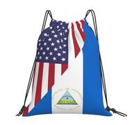 Drawstring Bags America Nicaragua Friendship Flag Drawstrings Backpack Storage Drawstring Gym Bag Sports Gym Sack For Shopping Traveling Running S