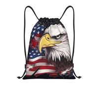 Drawstring Bags America Us Flag Bald Eagle Cinch Bag Waterproof Drawstring Backpack Resistant Swimming Bag For Running Travel Party 36X42CM