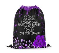Drawstring Bags Anniversary Black Purple Diamond Romantic Words Greetings Love Aesthetics Gym Bag Multicolor Gym Sack Resistant Swimming Bag For School Travel Running 36X42CM