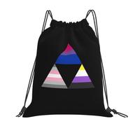 Drawstring Bags Bisexual Demigirl Nonbinary Triangle Pride Flag Drawstrings Backpack Lightweight Gym Sack Waterproof Swimming Bag For Picnic Traveling Holidays S