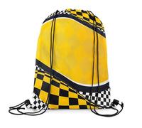 Drawstring Bags Black Yellow Racing Track Geoemtric Lattice Drawstring Backpack Multicolor Swimming Bag Lightweight Gym Sack For Running School Travel 36X42CM
