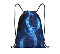 Drawstring Bags Blue Dna Structure Pattern Drawstring Backpack Resistant Gym Bag Storage Swimming Bag For Running School Travel 36X42CM