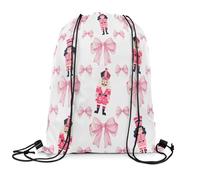 Drawstring Bags Bowknot Kawaii Nutcracker Romantic Princess Style Dreamy Bow Tie Christmas Drawstring Backpack Lightweight Gym Sack Resistant Gym Bag For Travel School Running 36X42CM