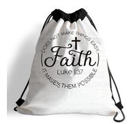 Drawstring Bags Christianty Quote Faith Does Not Make Things Easy It Makes Them Possible Drawstrings Backpack Resistant Drawstring Gym Bag Multicolor Gym Sack For Picnic School Swimming S