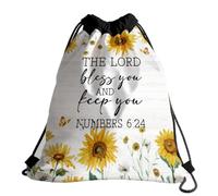 Drawstring Bags Christianty Quote The Lord Bless You And Keep You Gym Sack Multicolor Drawstrings Backpack Resistant Swimming Bag For Travel Running Trip S
