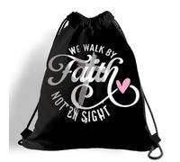 Drawstring Bags Christianty Religious We Walk By Faith Not By Sight Drawstring Gym Bag Machine Washable Drawstrings Backpack Sports Gym Sack For Beach Travel Holidays M