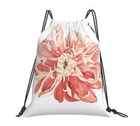 Drawstring Bags Chrysanthemum Watercolor Flower Pink Gym Sack Large Capacity Drawstring Gym Bag Multicolor Swimming Bag For School Beach Shopping M