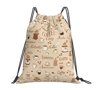 Drawstring Bags Coffee Cup Beans Drawstrings Backpack Sports Drawstring Gym Bag Storage Swimming Bag For School Picnic Trip M