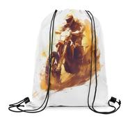 Drawstring Bags Cool Motocross Racing Motocross Rider Swimming Bag Storage Gym Sack Multicolor Drawstring Backpack For Travel School Running 36X42CM