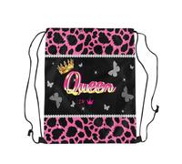 Drawstring Bags Crown Black Pink Leopard Print Animal Cheetah Fur Sexy Luxury Drawstring Gym Bag Large Capacity Swimming Bag Sports Drawstrings Backpack For Party Trip Traveling M