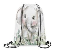 Drawstring Bags Cute Elephant Cartoon Animal Safari Nursery Swimming Bag Waterproof Drawstrings Backpack Multicolor Drawstring Gym Bag For Travel Picnic Trip S