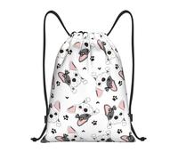 Drawstring Bags Cute French Bulldog With Bow Gym Bag Resistant Swimming Bag Multicolor Drawstring Backpack For Shopping Running School 36X42CM