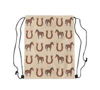 Drawstring Bags Cute Horse Wild Western Cowboy Animal Drawstring Backpack Resistant Swimming Bag Storage Gym Sack For Travel School Shopping 36X42CM
