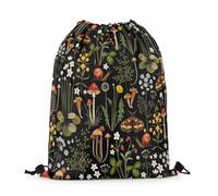 Drawstring Bags Cute Mushroom Wild Flowers Plants Decor Natural Moth Snail Rustic Style Drawstring Gym Bag Large Capacity Swimming Bag Multicolor Drawstrings Backpack S