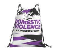 Drawstring Bags Domestic Violence Awareness Month Purple Ribbon Gym Sack Resistant Drawstring Gym Bag Waterproof Drawstrings Backpack For Running Picnic Travel M