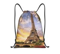 Drawstring Bags Eiffel Tower Paris Cinch Bag Sports Drawstring Backpack Storage Swimming Bag For Shopping Travel Party 36X42CM