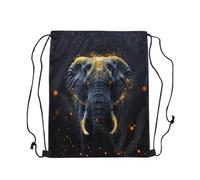 Drawstring Bags Elephant African Wildlife Hunting Rustic Exotic Boho Animals Gym Sack Waterproof Swimming Bag Resistant Cinch Bag For Shopping Travel Party 36X42CM
