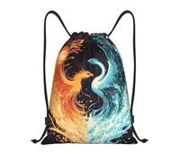 Drawstring Bags Fire Phoenix Pattern Gym Sack Storage Gym Bag Resistant Swimming Bag For Travel School Running 36X42CM