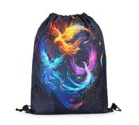 Drawstring Bags Flying Phoenix Gorgeous Birds Animal Dreamy Galaxy Drawstring Gym Bag Sports Drawstrings Backpack Machine Washable Gym Sack For School Party Trip S