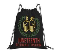 Drawstring Bags Freedom Day African American Drawstrings Backpack Resistant Gym Sack Storage Swimming Bag For Party Running Trip S