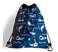 Drawstring Bags Funny - I'M Hungry Lunch Time Shark Dude Bite Me Swimming Bag Waterproof Drawstrings Backpack Sports Gym Sack For Holidays School Swimming M