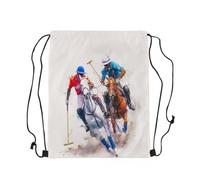 Drawstring Bags Galloping Horse Cute Animal Racing Horse Retro Watercolor Artwork Design Swimming Bag Multicolor Gym Sack Storage Drawstring Backpack For Travel School Running 36X42CM