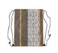 Drawstring Bags Geometric Circle Brown And Gold Lantern Lines Gym Sack Multicolor Gym Bag Lightweight Swimming Bag For Running School Shopping 36X42CM