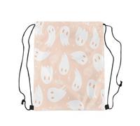 Drawstring Bags Ghosts Boo Happy Halloween Theme Cartoon Cute Ghost Bowknot Drawstring Backpack Resistant Swimming Bag Waterproof Gym Sack For Gym Travel Traveling