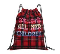 Drawstring Bags God Loves All Her Children Drawstrings Backpack Large Capacity Gym Sack Resistant Swimming Bag For Shopping School Trip S