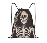 Drawstring Bags Happy Skull Drawstring Bag PE Bag Waterproof Swimming Bag Small Gym Bag Mens Womens String Bag