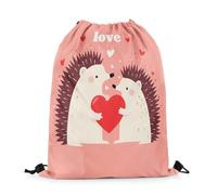 Drawstring Bags Hedgehog Couple Cute Cartoon Wild Animal Lover Love Romantic Style Drawstring Backpack Lightweight Swimming Bag Multicolor Gym Bag For Shopping Running School 36X42CM