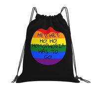 Drawstring Bags Hey! Hey! Ho! Ho! Homophobia Has To Go! Drawstrings Backpack Sports Gym Sack Storage Swimming Bag For Shopping Party Holidays M