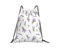 Drawstring Bags Lavender Flower Romance Botanical Hiking Drawstrings Backpack Multicolor Gym Sack Sports Swimming Bag For Shopping Swimming Trip S