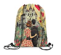 Drawstring Bags Love Romantic Lover Drawstring Backpack Multicolor Gym Bag Storage Swimming Bag For Travel School Shopping 36X42CM