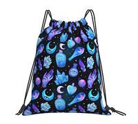 Drawstring Bags Magic Moon Tarot Witch Glass Drawstrings Backpack Lightweight Gym Sack Large Capacity Swimming Bag For Shopping Party Holidays S