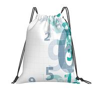 Drawstring Bags Math Digital Code Numbers Gym Sack Machine Washable Drawstrings Backpack Waterproof Swimming Bag For Trip Party Beach M