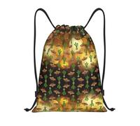 Drawstring Bags Mexican Sombrero Hat Cactus Pattern Drawstring Backpack Lightweight Swimming Bag Resistant Gym Sack For Traveling Shopping Travel