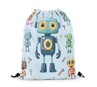 Drawstring Bags Modern Sci-Fi Robot Cartoon Robots Colorful Construction Tools Swimming Bag Machine Washable Drawstring Gym Bag Sports Drawstrings Backpack For Holidays Party Shopping S