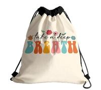 Drawstring Bags Motivational Quote - Take A Deep Breath Gym Sack Machine Washable Drawstrings Backpack Multicolor Swimming Bag For Picnic Running School S