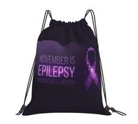 Drawstring Bags November Is National Epilepsy Awareness Month Drawstrings Backpack Multicolor Drawstring Gym Bag Large Capacity Swimming Bag For Beach Running Shopping S