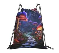 Drawstring Bags Path Glowing Mushrooms Gym Sack Lightweight Drawstring Backpack Resistant Swimming Bag For Travel Traveling Gym