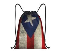 Drawstring Bags Puerto Rico Flag Vintage Style Blue Red Drawstring Backpack Sports Swimming Bag Storage Cinch Bag For Running Party Travel 36X42CM