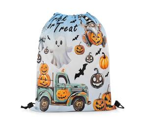 Drawstring Bags Pumpink Truck,Cute Halloween Ghost Gnome Bowknet,Blue White Gradient Wild Bats Drawstring Backpack Sports Swimming Bag Waterproof Cinch Bag For Shopping Travel Running 36X42CM